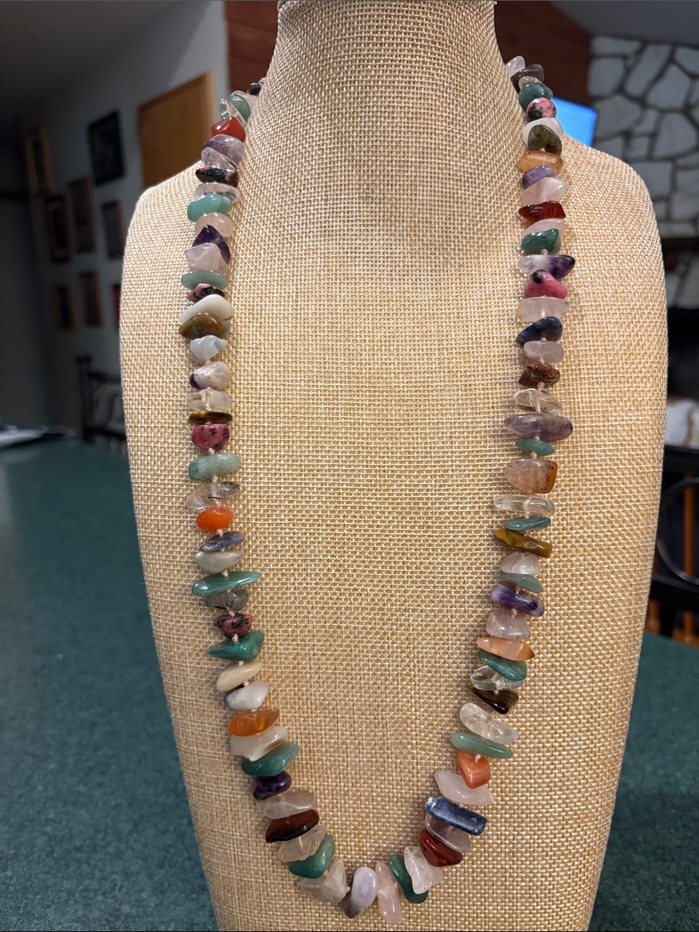 Les Bernard Vintage crystals stone necklace hand knotted